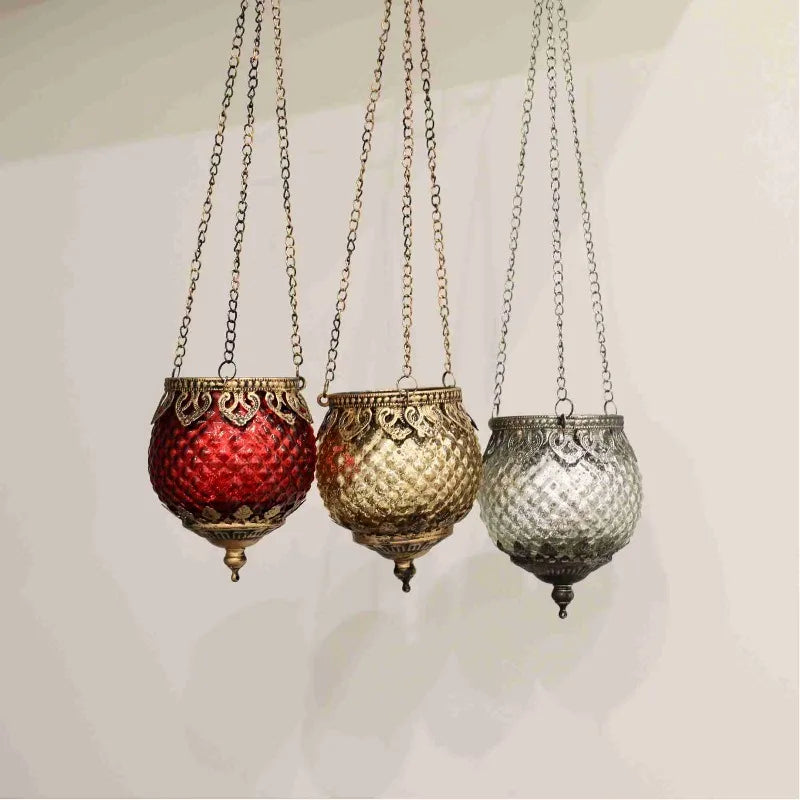 Lanterne Photophore Décorative Métal — Style Marocain Doré