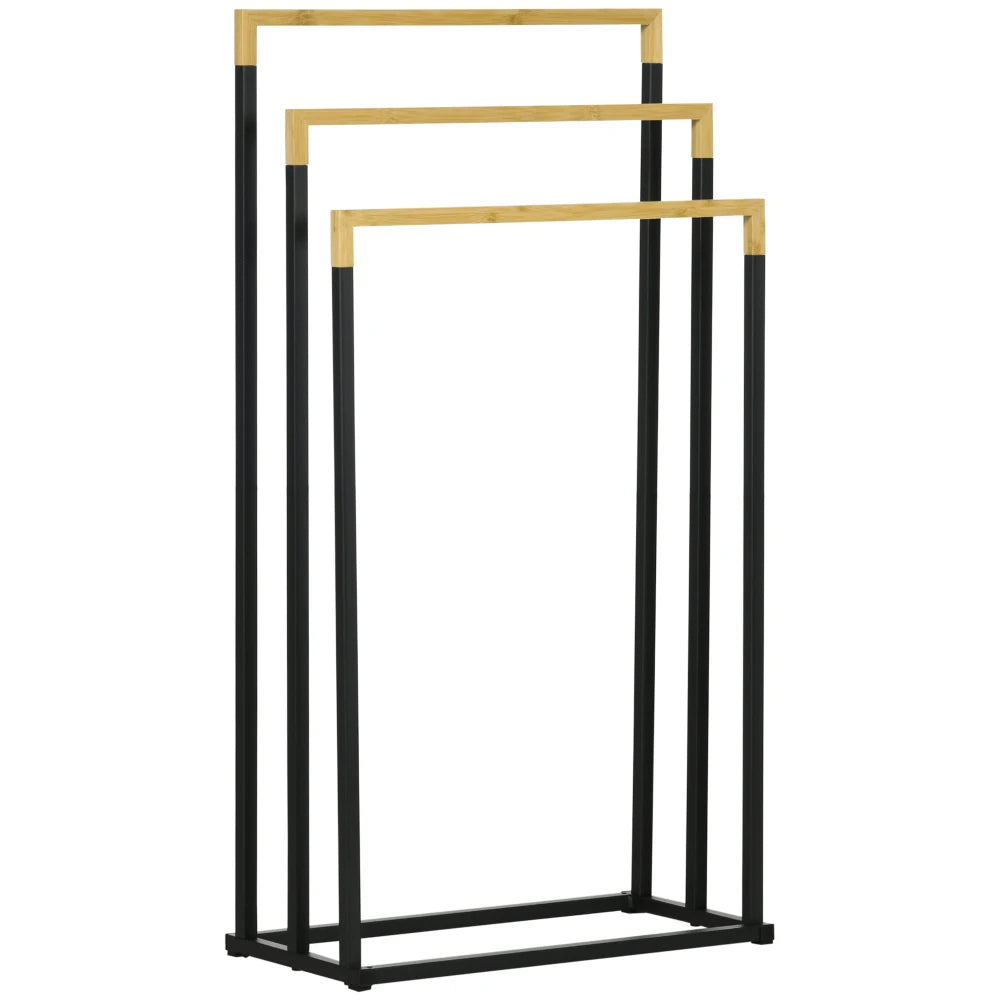 Porte-Serviettes Bambou Mural 3 Barres — Salle de Bain Nature