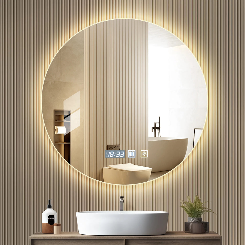 Grand miroir salle de bain LED – écran tactile antibuée