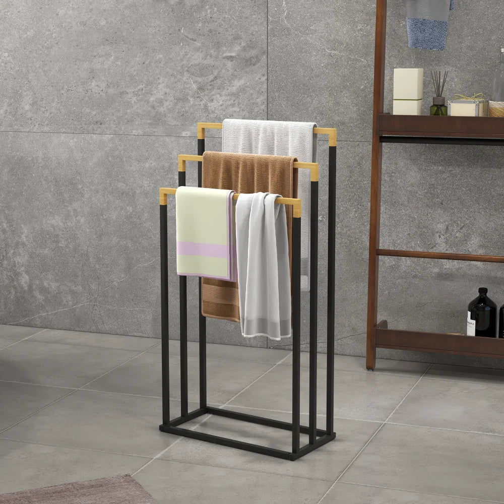 Porte-Serviettes Bambou Mural 3 Barres — Salle de Bain Nature
