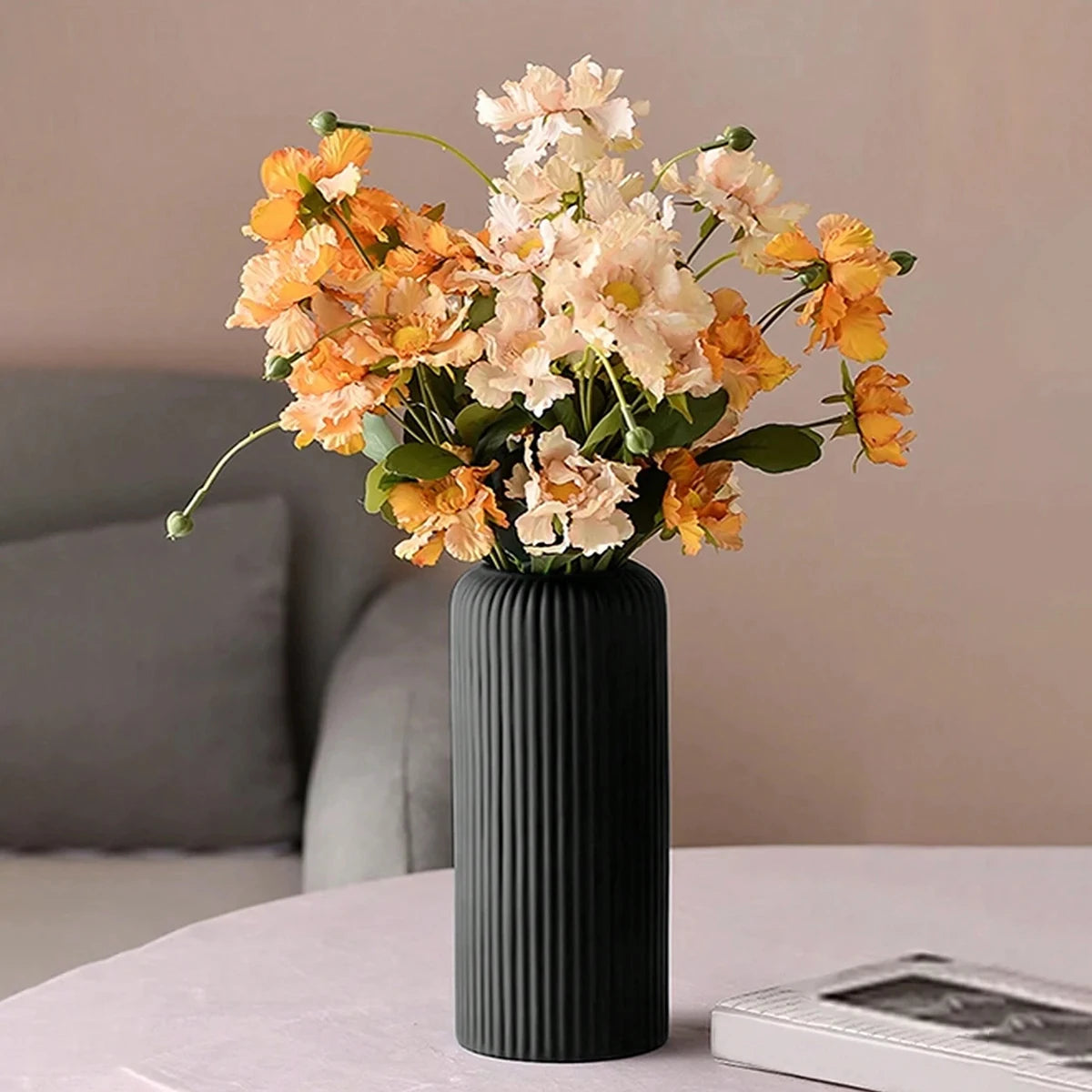 Set 2 vases géométriques minimalistes blancs