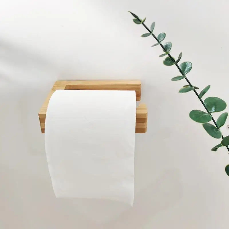 Porte-Rouleau Papier WC Bambou avec Étagère — Mural Naturel