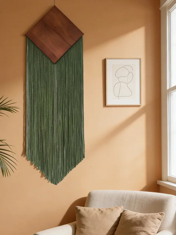 Macramé Mural Décoratif Bohème — Fait Main Coton 60cm