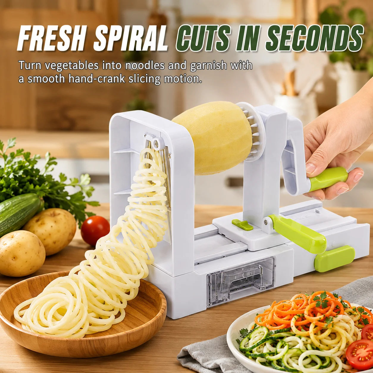 Spiraliseur Légumes 5-en-1 Manuel — Tagliatelles Courgettes Carottes