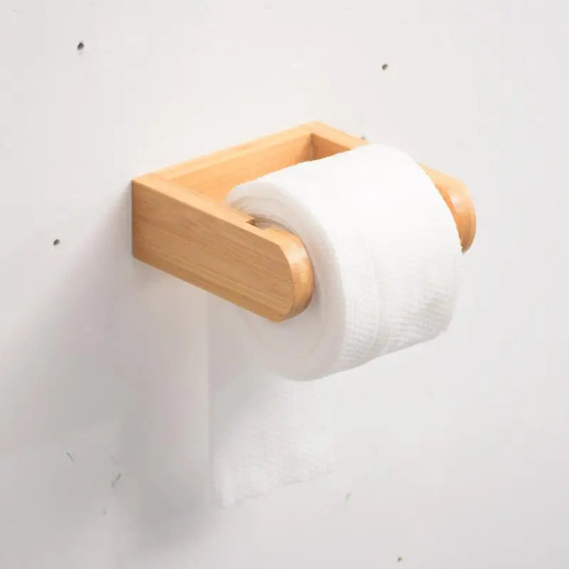 Porte-Rouleau Papier WC Bambou avec Étagère — Mural Naturel