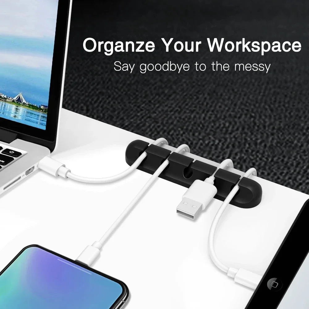 Organiseurs Câbles Bureau Set 6 Clips — Gestion Fils Adhésifs
