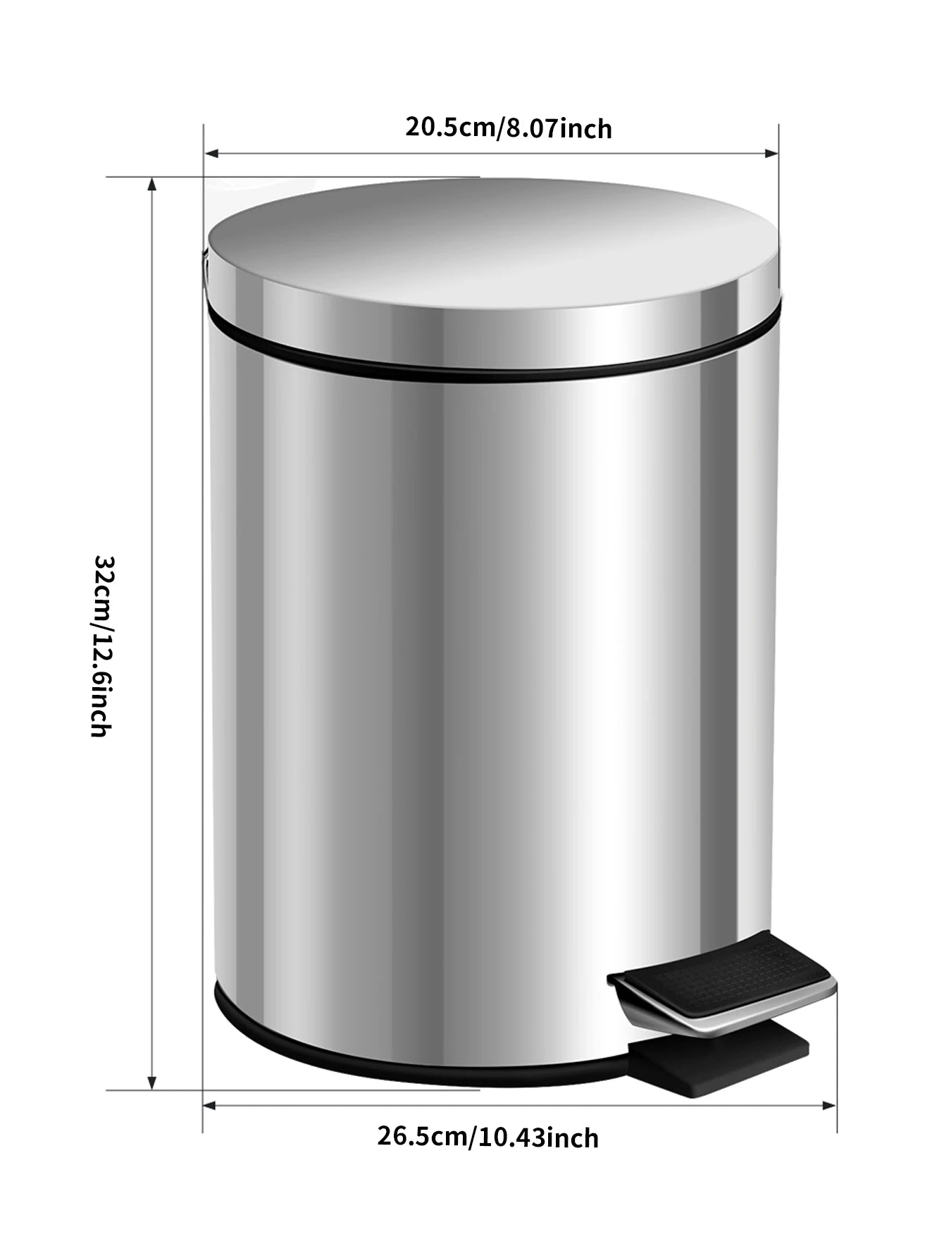 Poubelle de Cuisine Pédale Inox 12L — Design Silencieux