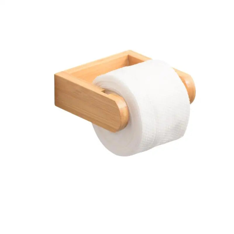 Porte-Rouleau Papier WC Bambou avec Étagère — Mural Naturel