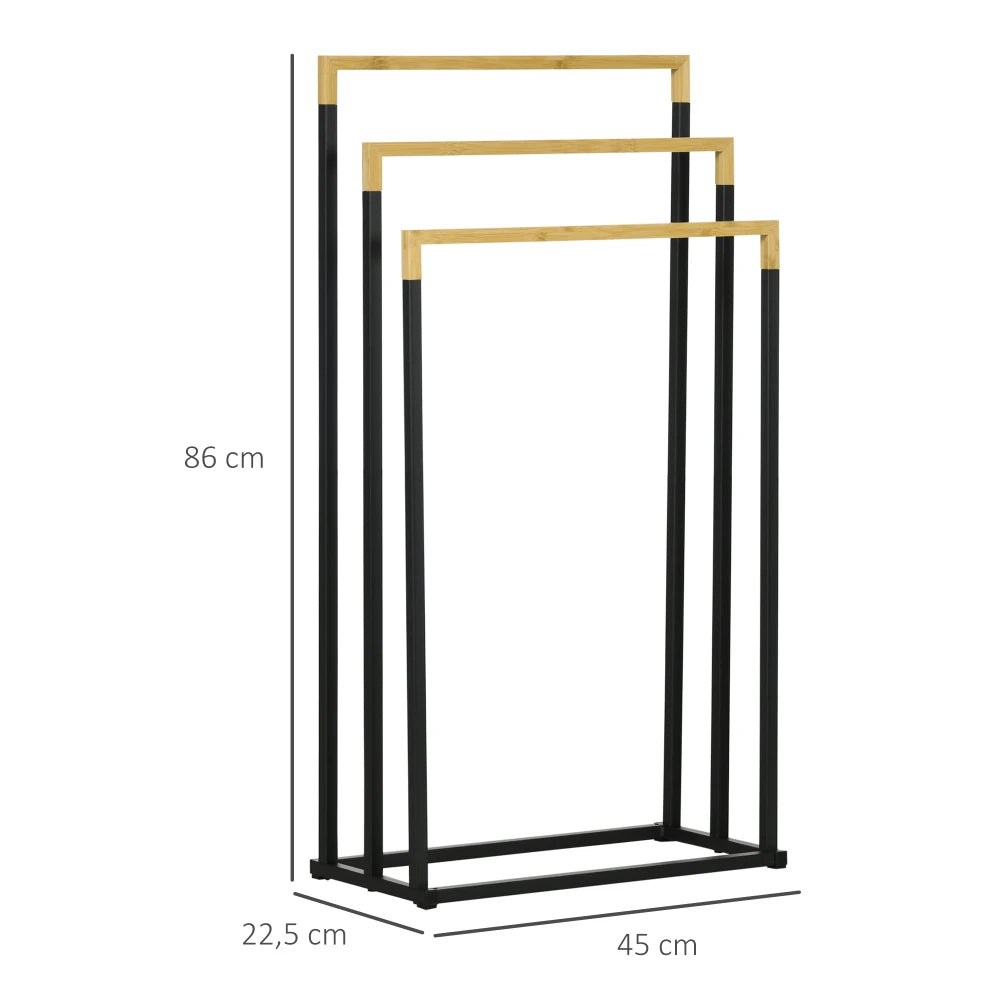 Porte-Serviettes Bambou Mural 3 Barres — Salle de Bain Nature