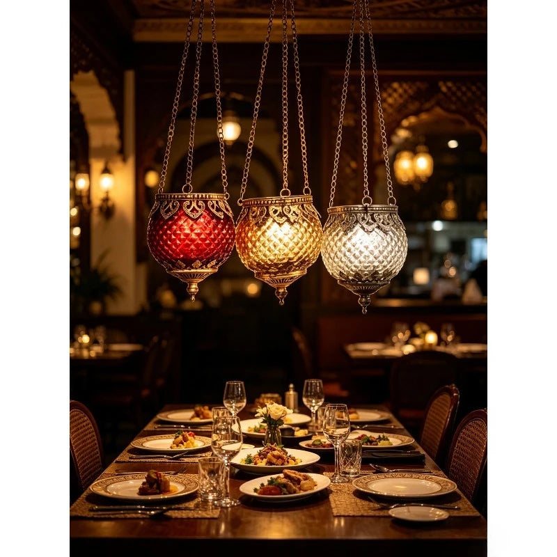 Lanterne Photophore Décorative Métal — Style Marocain Doré