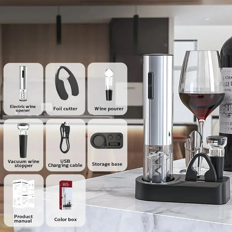 Tire-Bouchon Électrique Rechargeable USB-C — Ouvre-Bouteille Automatique